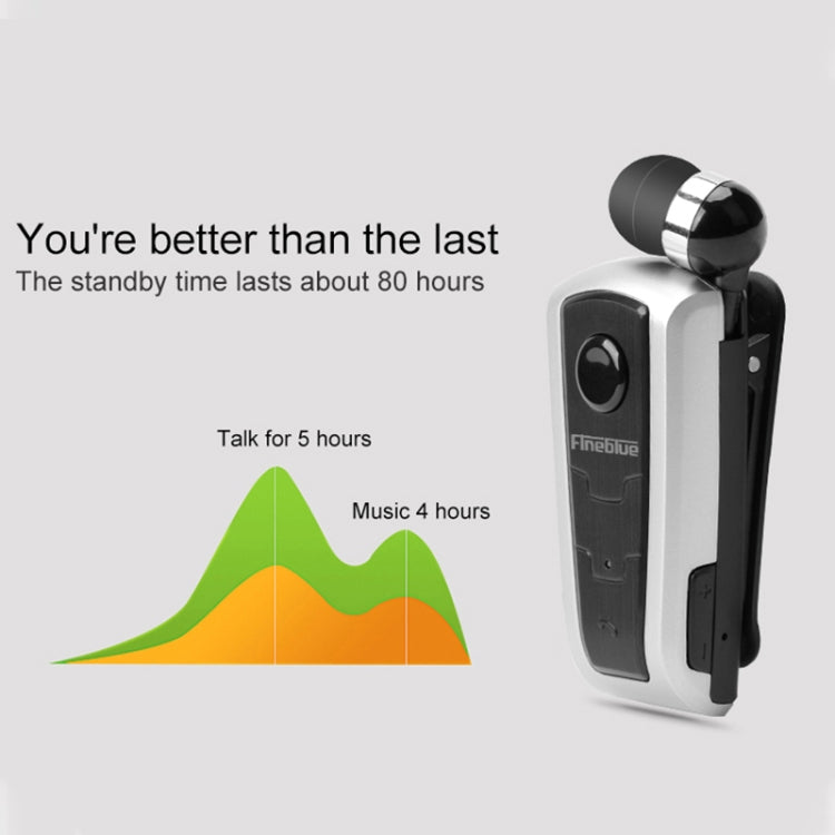 Fineblue F910 CSR4.1 Retractable Cable Caller Vibration Reminder Anti-theft Bluetooth Headset(White)