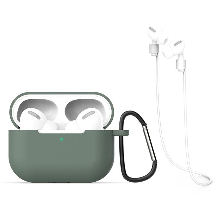 For AirPods Pro Silicone Earphone Protective Case + Hook + Anti-lost Rope 3 in 1 Set, For AirPods Pro