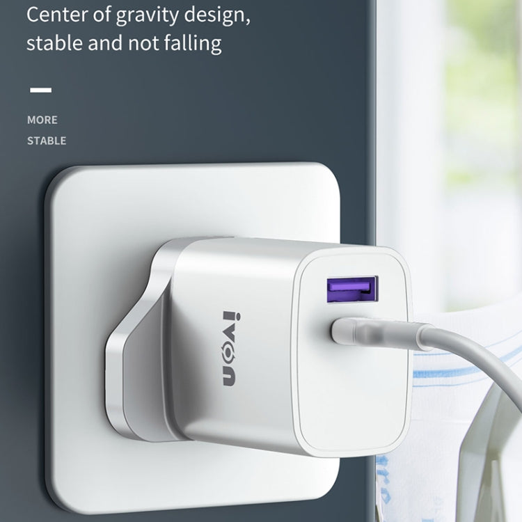 IVON AD52 18W USB-C / Type-C + USB Dual Port PD Fast Charge(EU Plug)