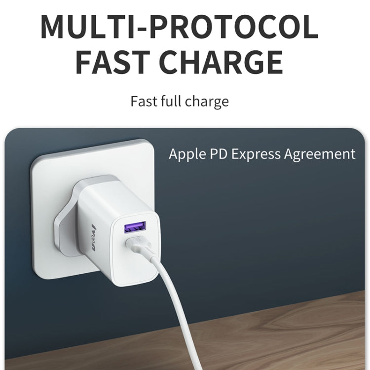 IVON AD52 18W USB-C / Type-C + USB Dual Port PD Fast Charge(EU Plug)
