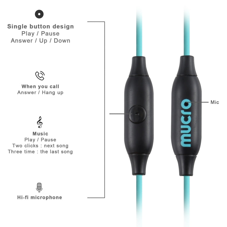 Mucro MB-232 Running In-Ear Sport Earhook Wired Stereo Headphones for Jogging Gym, 3.5mm