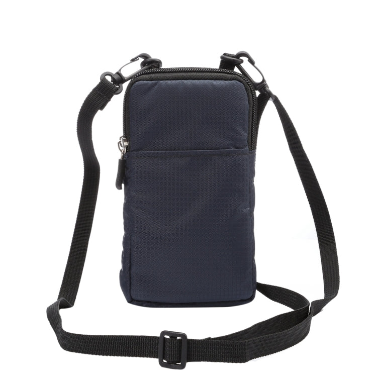 Universal Multi-function Plaid Texture Double Layer Zipper Sports Waist Bag / Shoulder Bag for iPhone X  & 7 & 7 Plus / Galaxy S9+ / S8+ / Note 8 / Sony Xperia Z5 / Huawei Mate 8, Size: 16.5 x 9.0 x 3.0cm