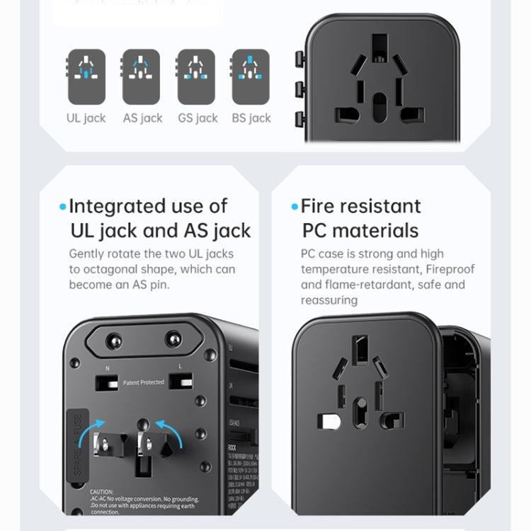 ROCK T62 35.5W Global Travel Multifunctional Plug PD Charger Power Adapter, T62