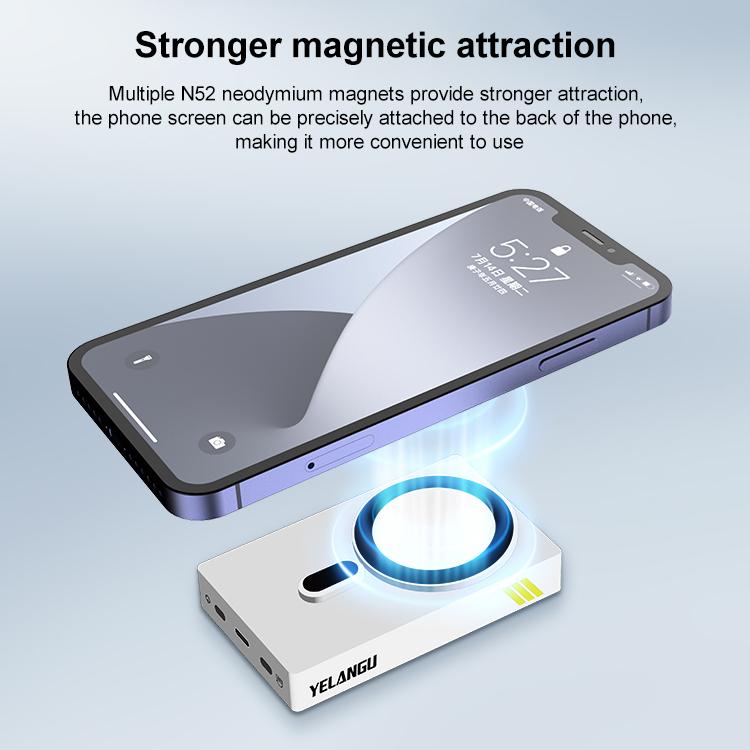 YELANGU TP01 Mobile Phone Selfie Wireless Same Screen Player Smartphone Magnetic Rear Selfie Monitor Screen (White)