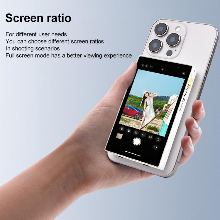 YELANGU TP01 Mobile Phone Selfie Wireless Same Screen Player Smartphone Magnetic Rear Selfie Monitor Screen (White)