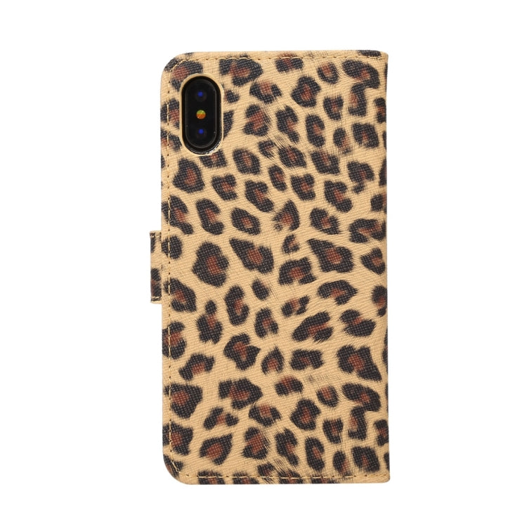 For iPhone X Leopard Pattern PU + PC Horizontal Flip Leather Protective Case with Holder & Card Slots, For X