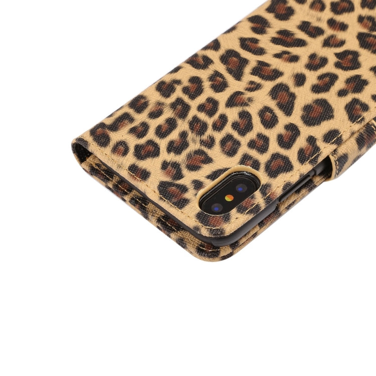For iPhone X Leopard Pattern PU + PC Horizontal Flip Leather Protective Case with Holder & Card Slots, For X