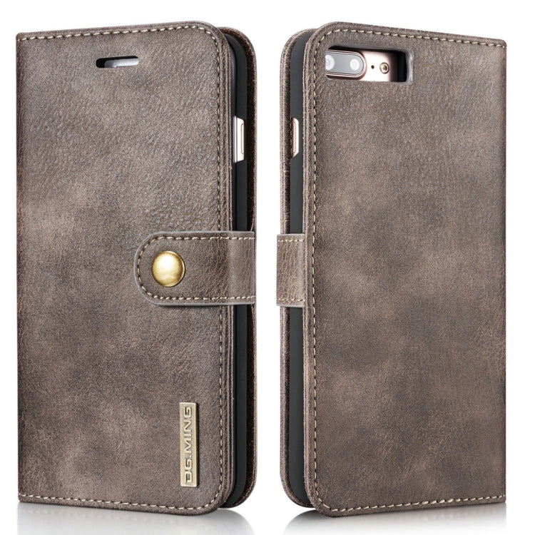 DG.MING for iPhone 8 Plus & iPhone 7 Plus Crazy Horse Texture Horizontal Flip Detachable Magnetic Protective Case with Holder & Card Slots & Wallet, iPhone 8P & 7P