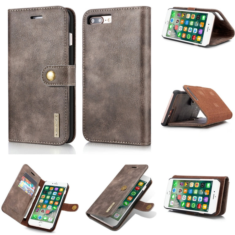 DG.MING for iPhone 8 Plus & iPhone 7 Plus Crazy Horse Texture Horizontal Flip Detachable Magnetic Protective Case with Holder & Card Slots & Wallet, iPhone 8P & 7P