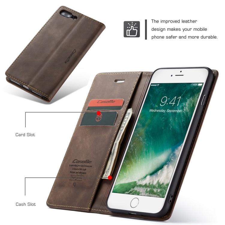 CaseMe-013 Multifunctional Retro Frosted Horizontal Flip Leather Case for iPhone 7 Plus / 8 Plus, with Card Slot & Holder & Wallet, For iPhone 7 Plus / 8 Plus