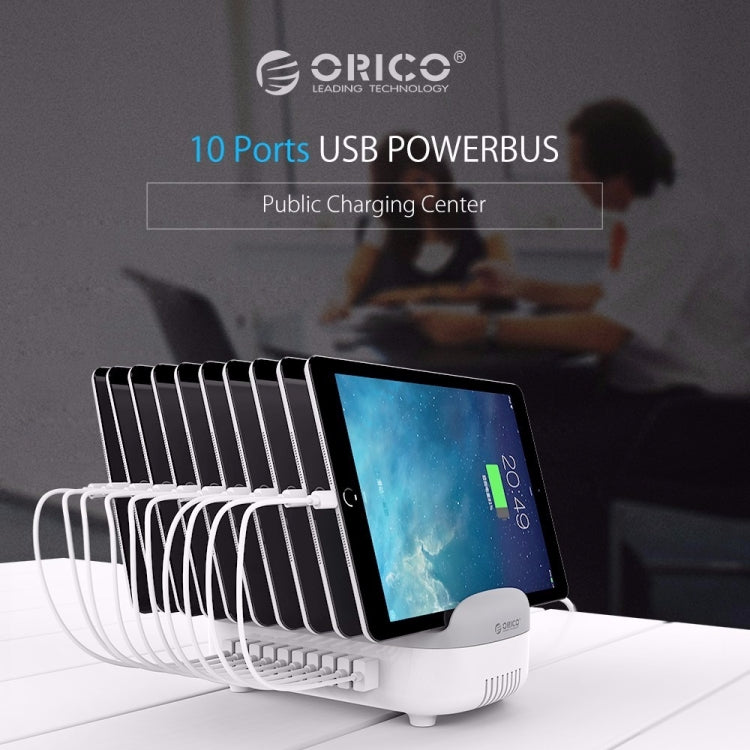 ORICO DUK-10P 120W 10 USB Ports Smart Charging Station with Phone & Tablet Stand, US Plug(Black)