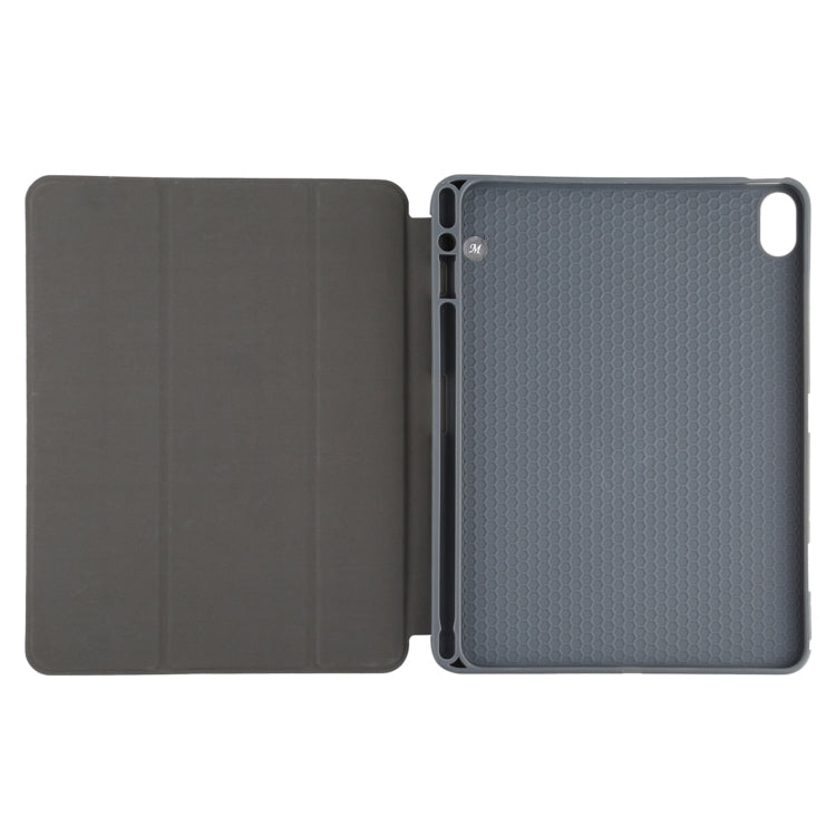 Mutural YASHI Series TPU + PU Cloth Pattern Texture Horizontal Flip Leather Case with Three-folding Holder & Pen Slot & Wake-up / Sleep Function For iPad Air 2022 / 2020 10.9(Green)