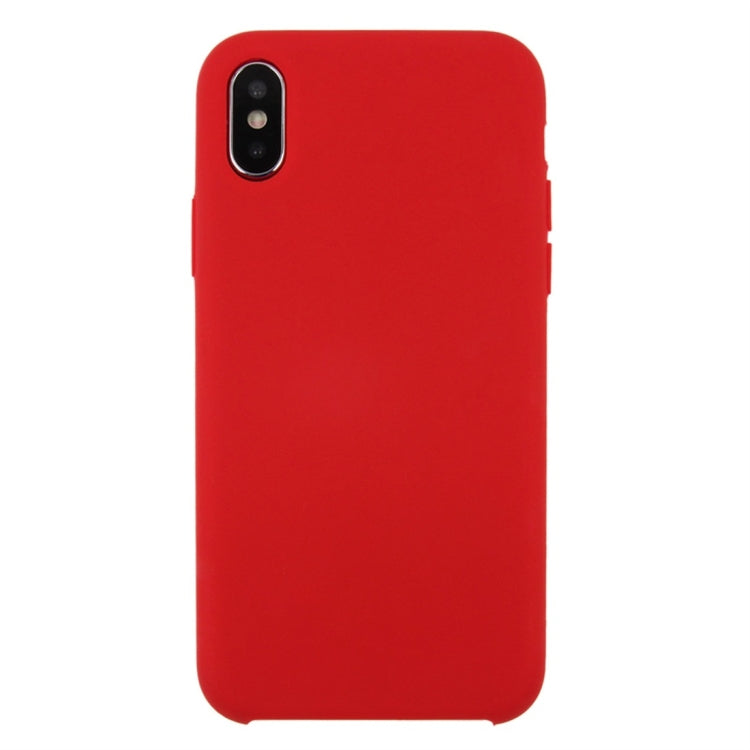 For iPhone X / XS Pure Color Liquid Silicone + PC Dropproof Protective Back Cover Case, For X, X