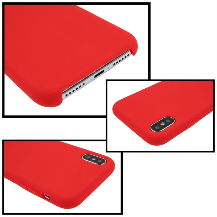 For iPhone X / XS Pure Color Liquid Silicone + PC Dropproof Protective Back Cover Case, For X, X