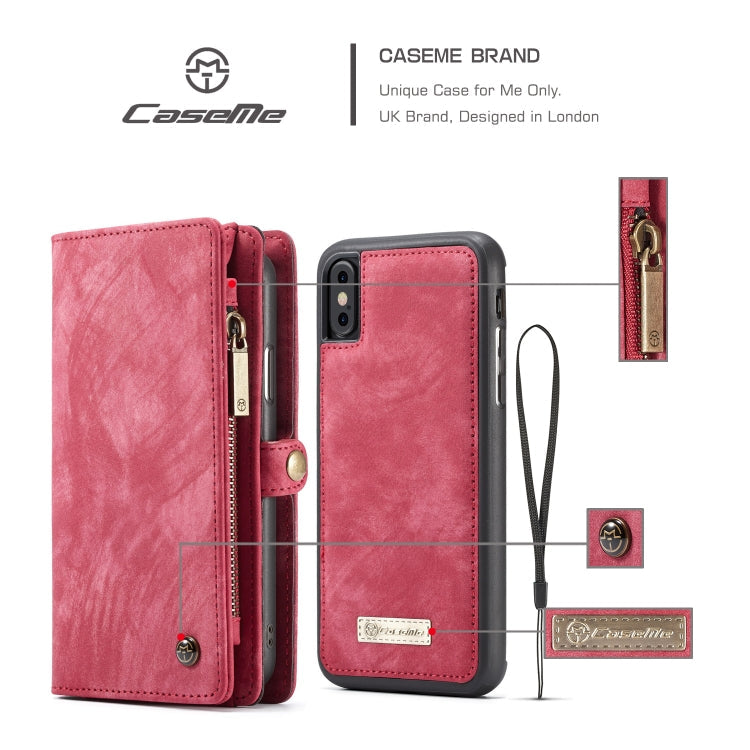 For iPhone XS Max CaseMe Detachable Multifunctional Horizontal Flip Leather Case with Card Slot & Holder & Zipper Wallet & Photo Frame, For iPhone XS Max