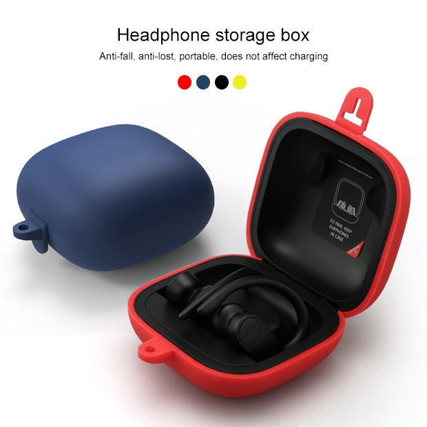 Solid Color Silicone Wireless Bluetooth Earphone Protective Case for Beats Powerbeats Pro, Wine Red, Black, Yellow, Dark Blue, Gray Blue, Grass Green, Grey, Light Purple, Mint Green, Purple, Red