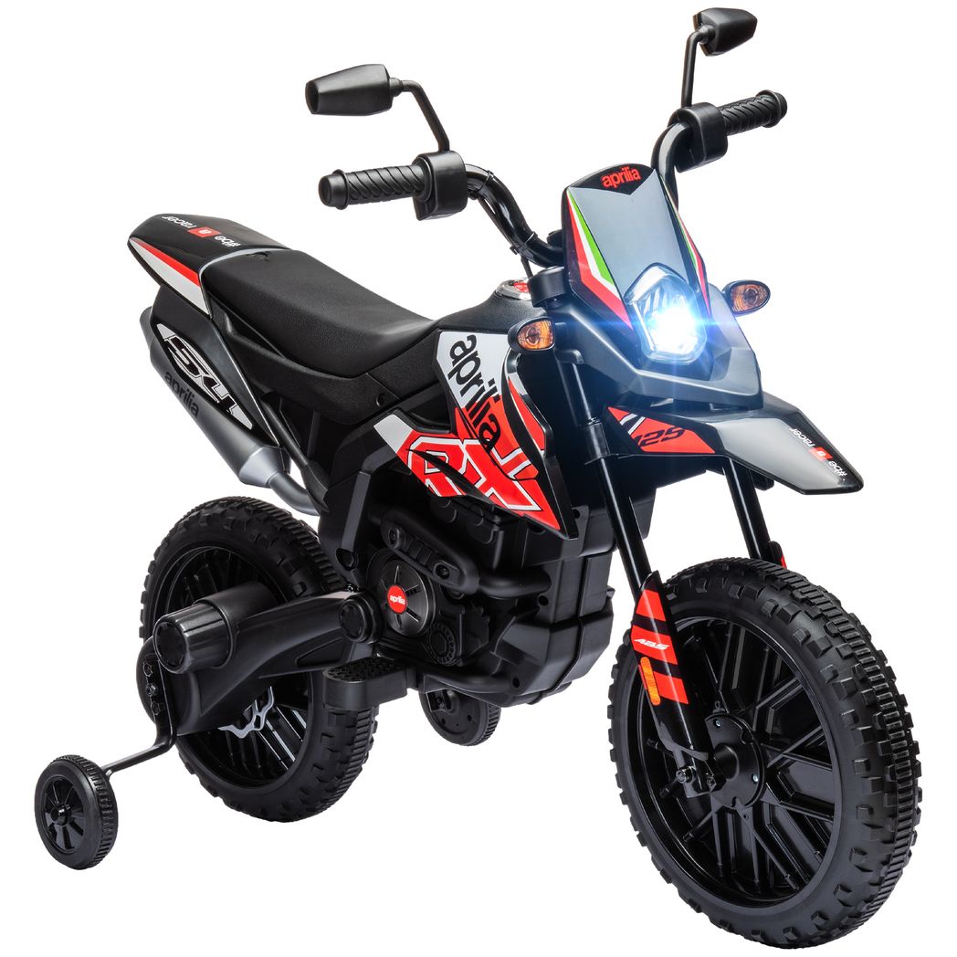 AIYAPLAY 12V Kids Motorbike Aprilia Licenced with Training Wheels