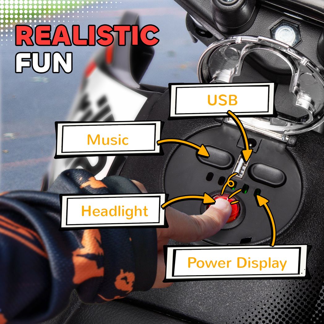 AIYAPLAY 12V Kids Motorbike Aprilia Licenced with Training Wheels