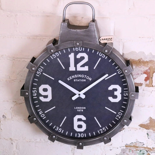 Industrial Style Wall Clock Gunmetal Grey