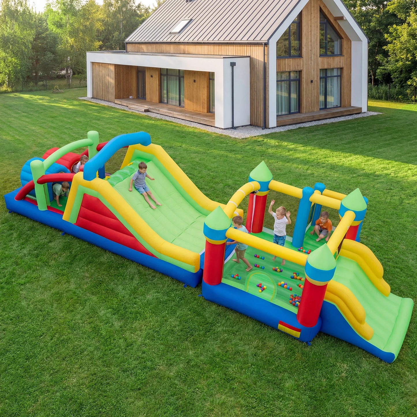 Inflatable Bounce Castle with Jumping House and Crawling Tunnels (Without Blower)