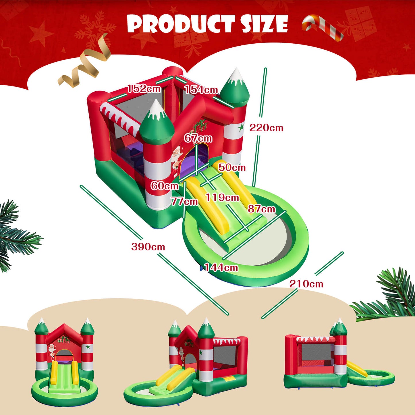 Inflatable Bouncy Castle Christmas Themed with Ball Pit without Blower