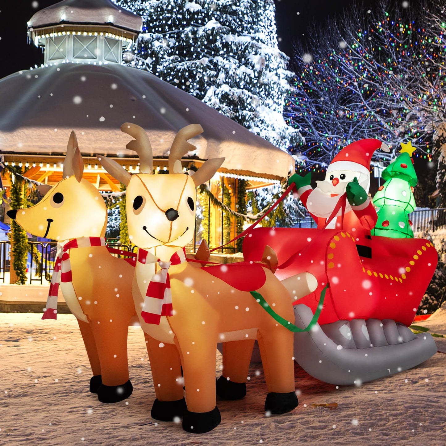 Inflatable Christmas Santa Claus with LED Lights and Blower