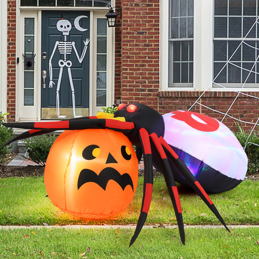 Inflatable Halloween Spider with Colorful Rotating Light