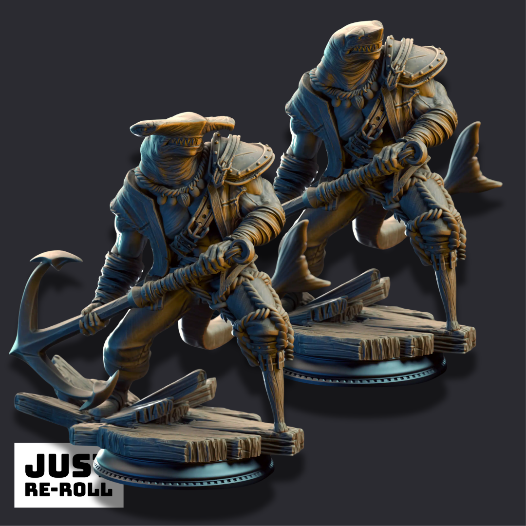 Baz “Smiley” Armstrong – Sharkman Enforcer - 3D Printed Barbarian Character Miniature