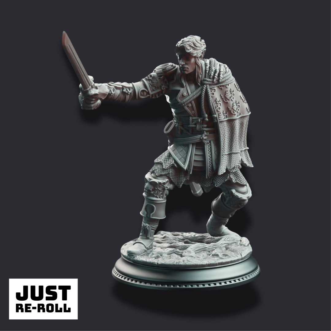 Corin of Lamhet – Half Elf Duelist - 3D Printed Fighter Character Miniature