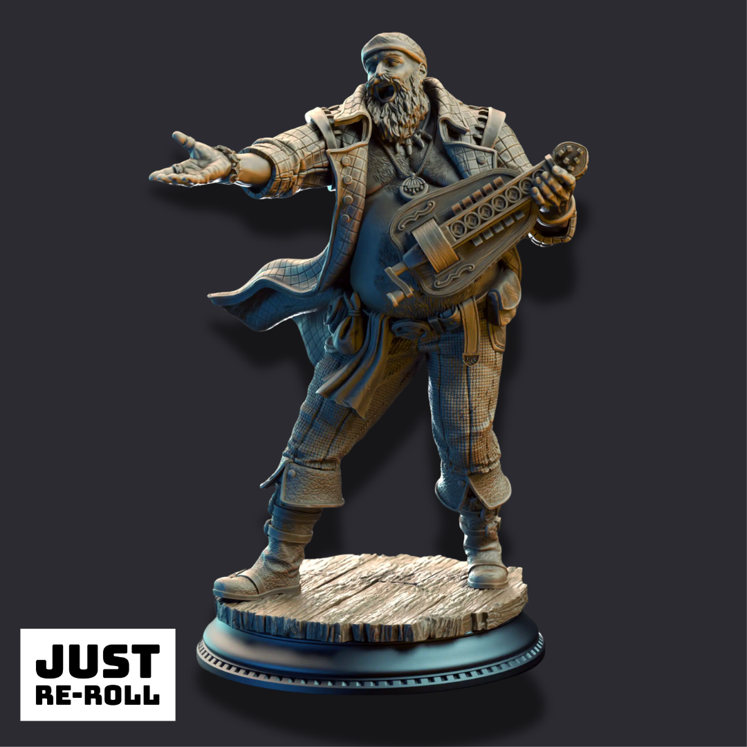 Bossman Bill – Master of the Hurdy-Gurdy - 3D Printed Bard Miniature