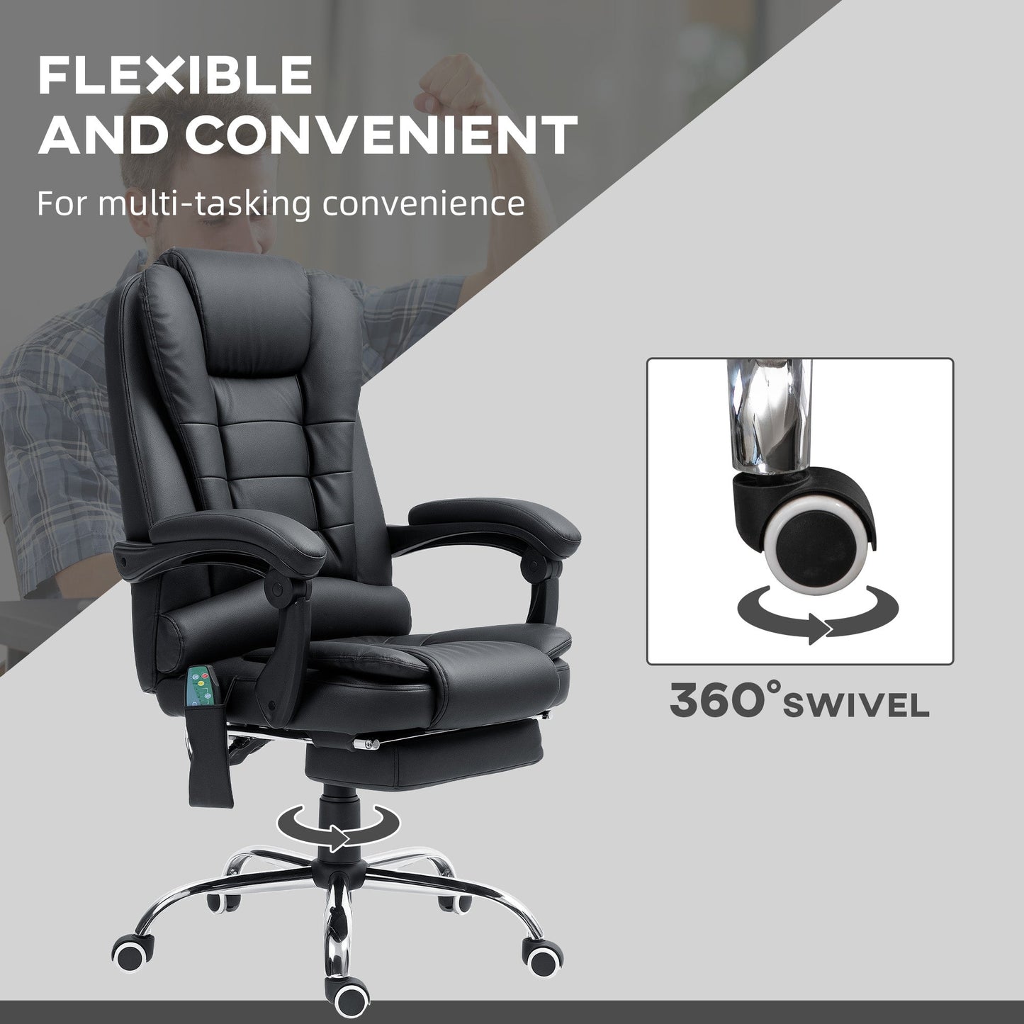 Vinsetto Ergonomic Heated 6 Points Vibration Massage Office Chair Black