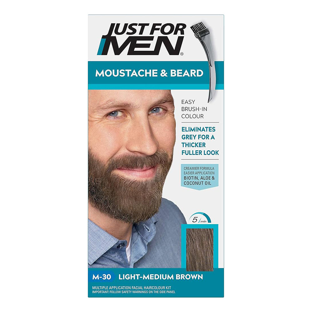Just For Men Mustache & Beard Brush-In Color for Natural Grey Blending Kit for Men