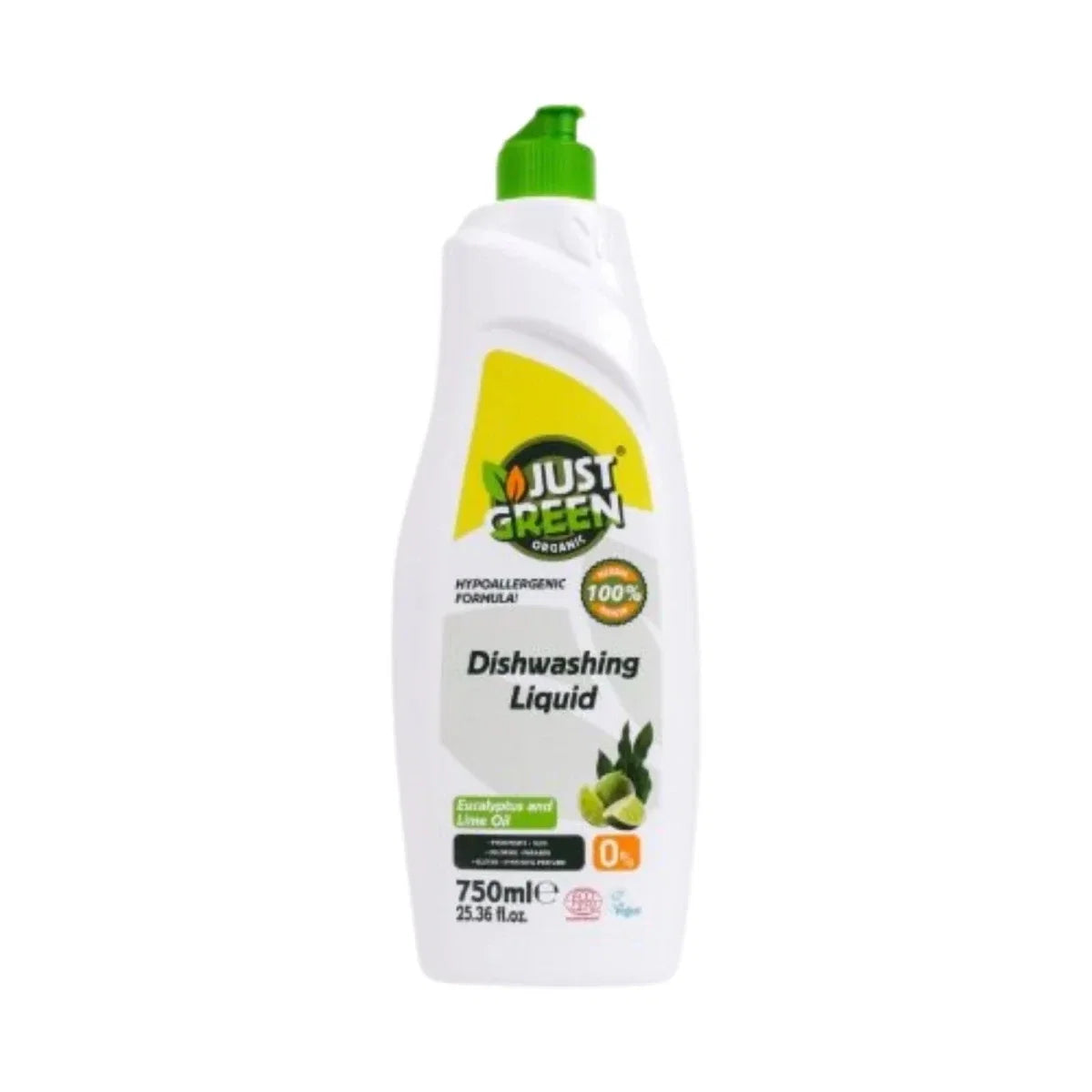 Just Green Organic Eucalyptus & Lime Oil Dishwashing Liquid 750ml