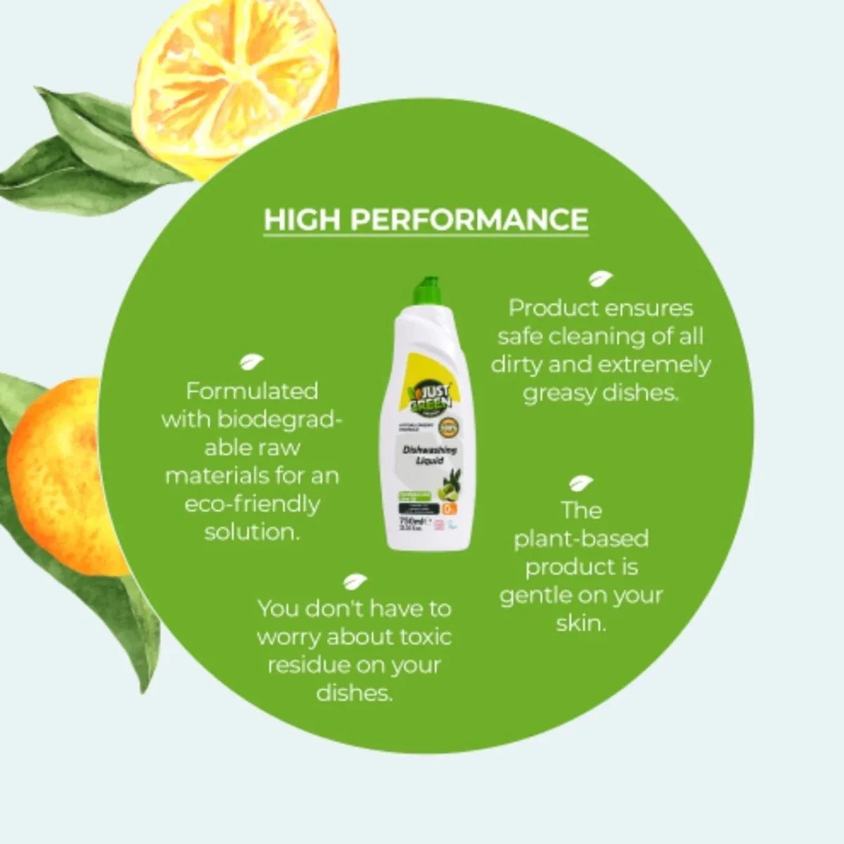Just Green Organic Eucalyptus & Lime Oil Dishwashing Liquid 750ml