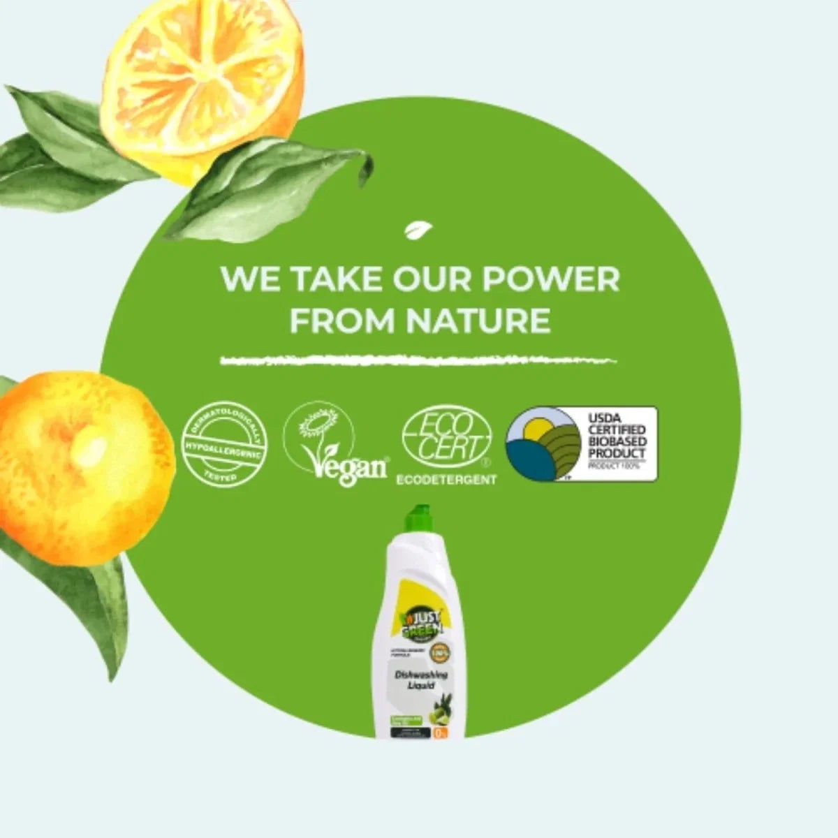 Just Green Organic Eucalyptus & Lime Oil Dishwashing Liquid 750ml
