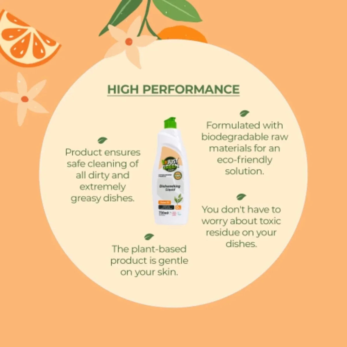 Just Green Organic Orange Oil Dishwashing Liquid 750 ml