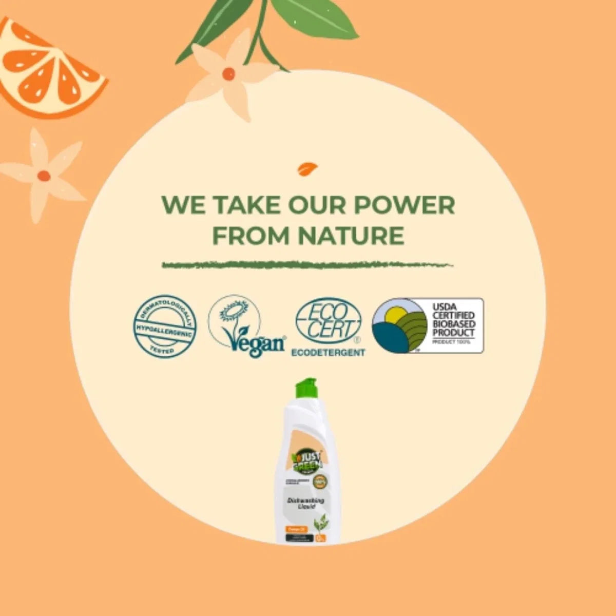 Just Green Organic Orange Oil Dishwashing Liquid 750 ml