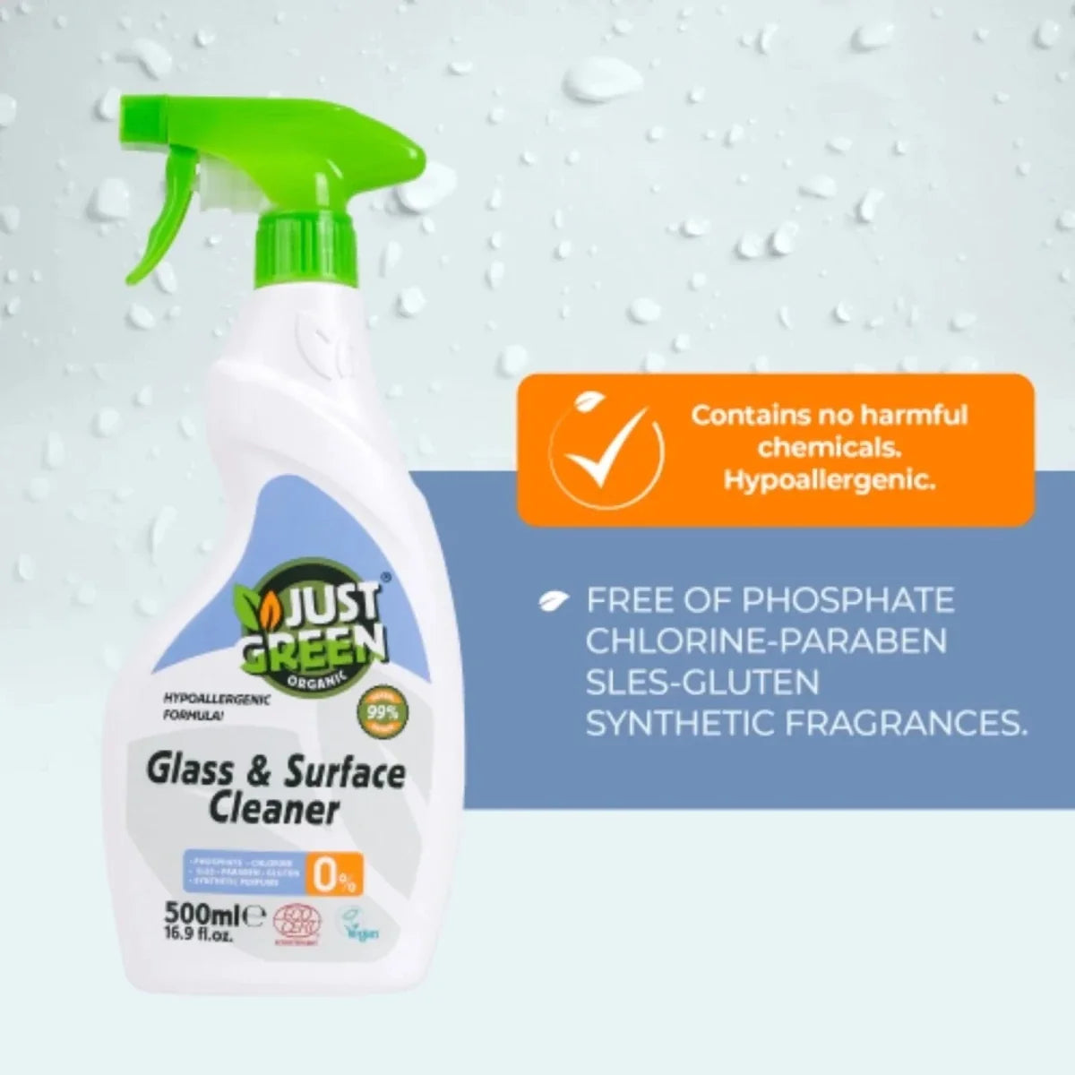 Just Green Organic Glass & Surface Cleaner 500ml