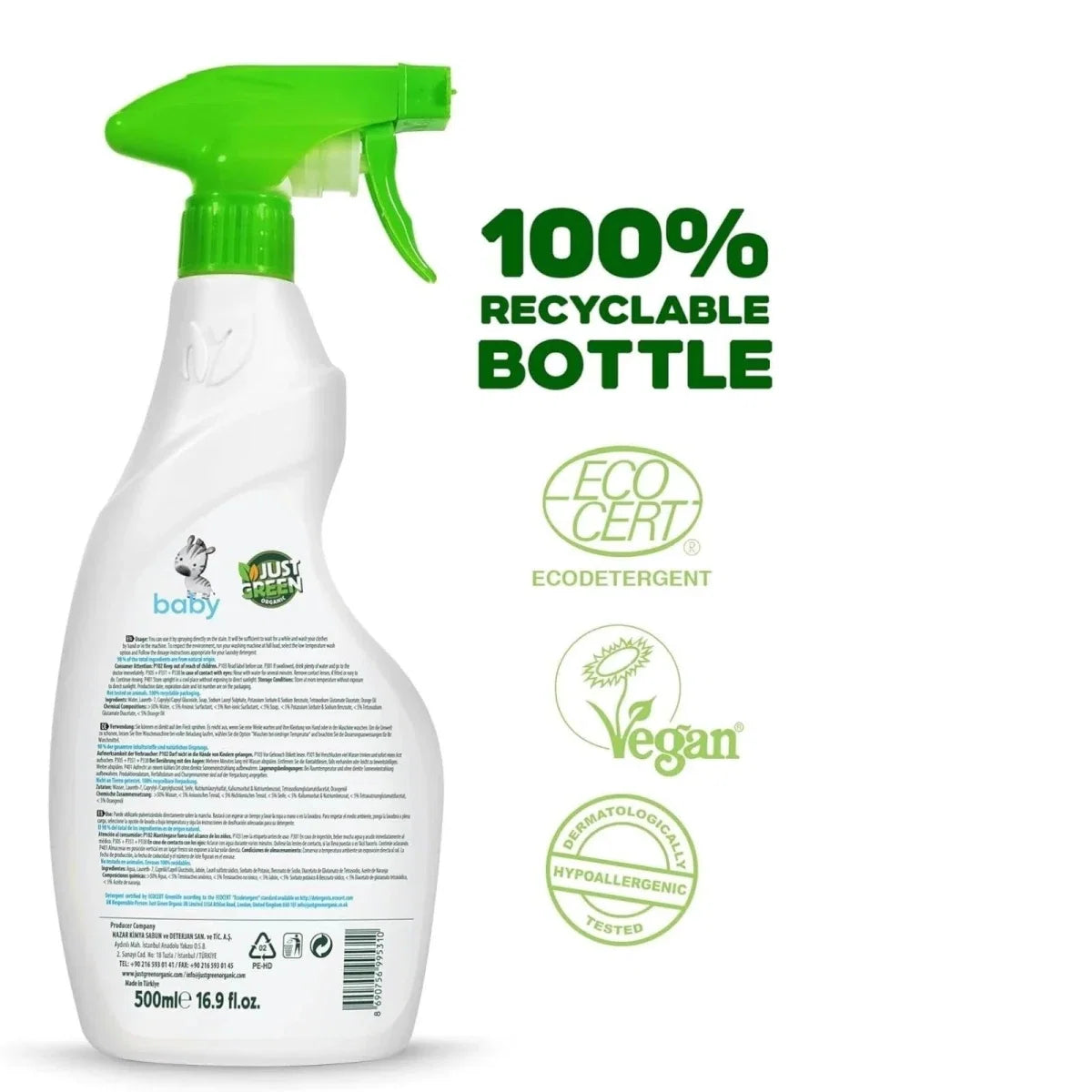 Just Green Organic Baby Stain Remover 500ml