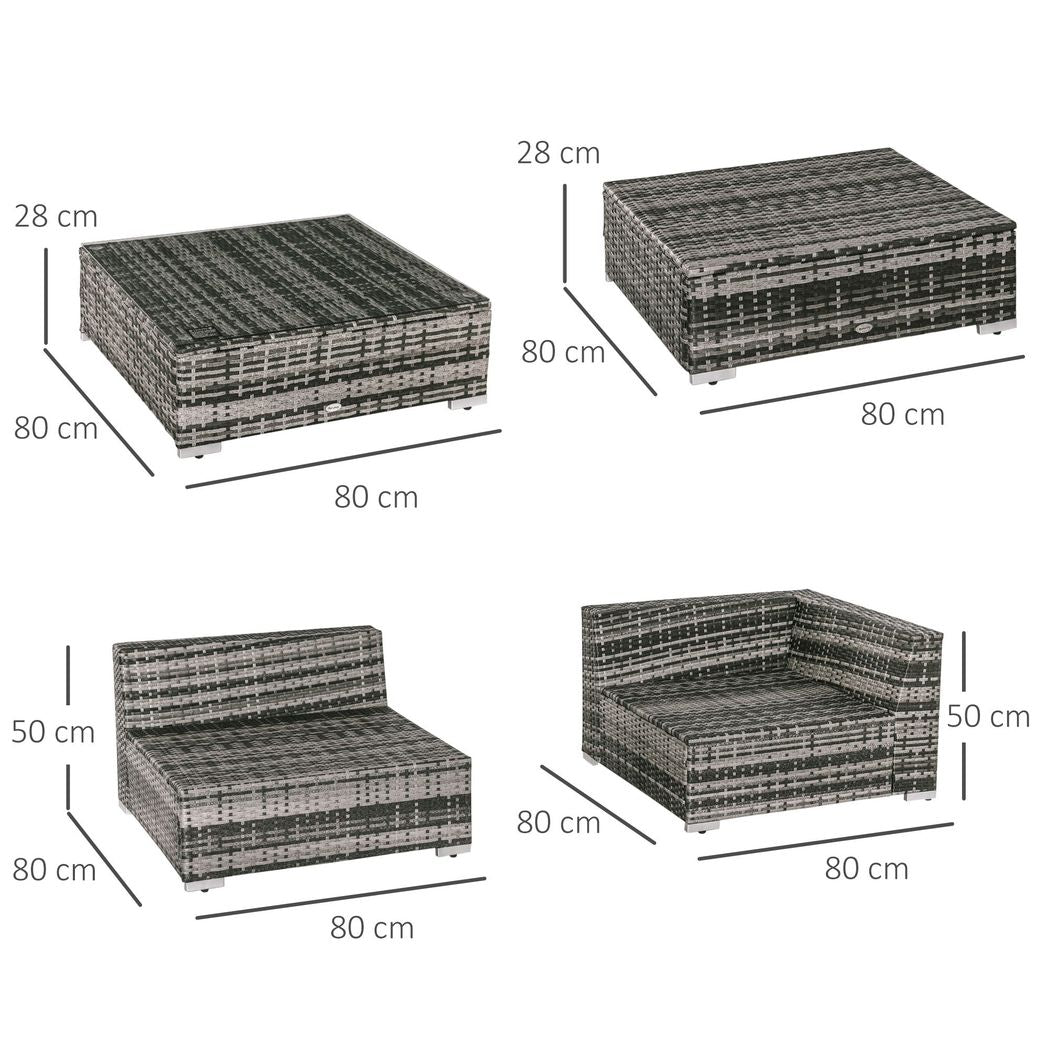 6 PC Rattan Sofa Coffee Table Set Sectional Wicker Weave Furniture