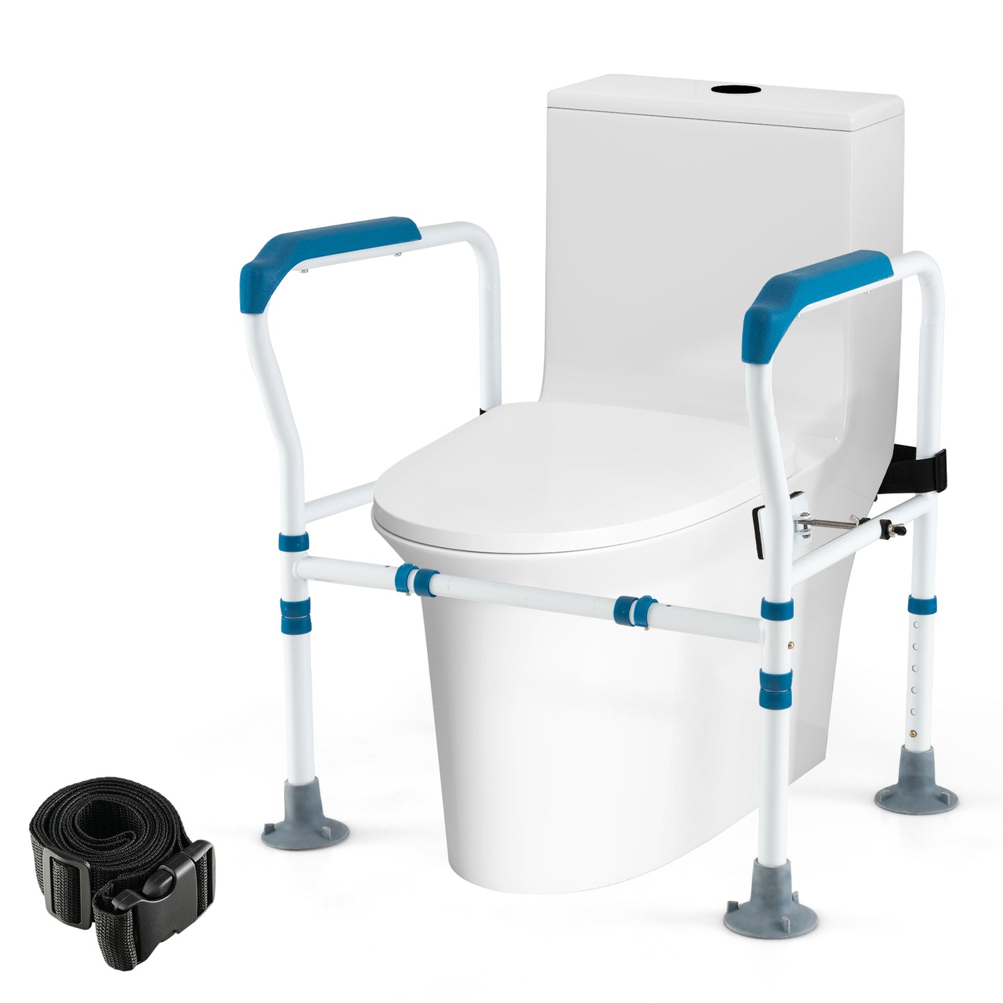 Stand Alone Toilet Safety Frame with Adjustable Height and Width-Grey