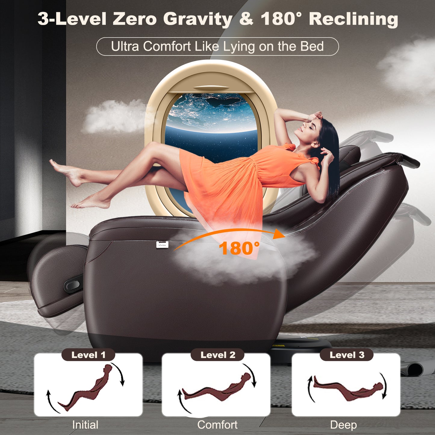 3D Zero Gravity Massage Chair with Full Body Massage and Back Heater-Black