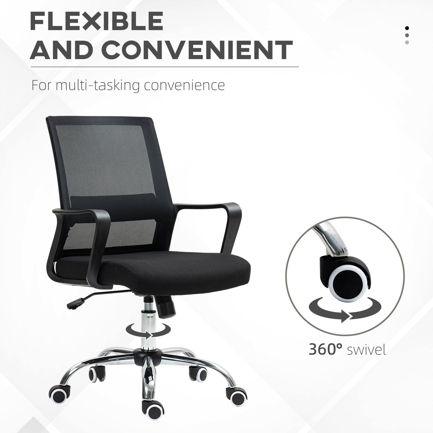 Vinsetto Mesh Office Chair Desk Chair w/ Swivel Seat Adjustable Height Black