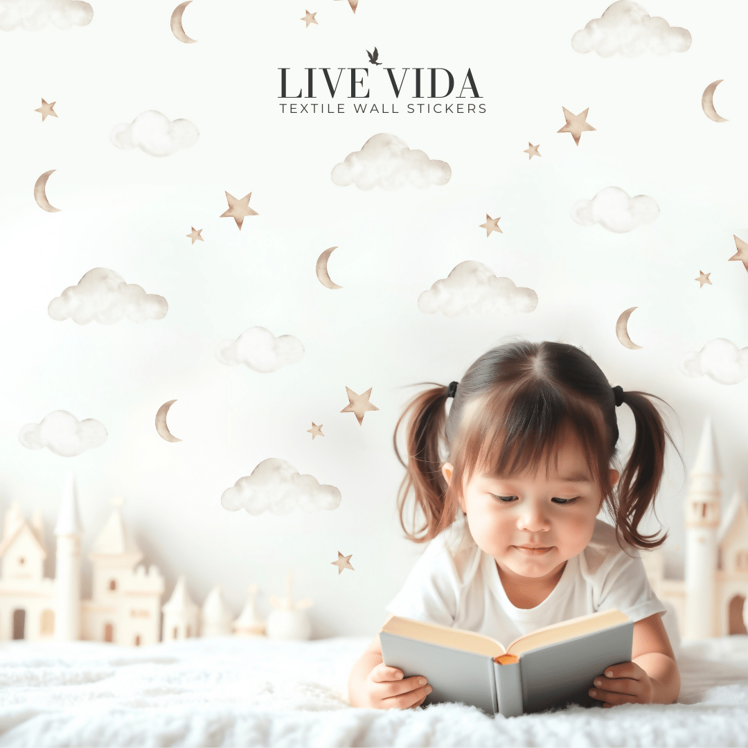 Live Vida Wall Stickers Cloud & Moon & Stars A4