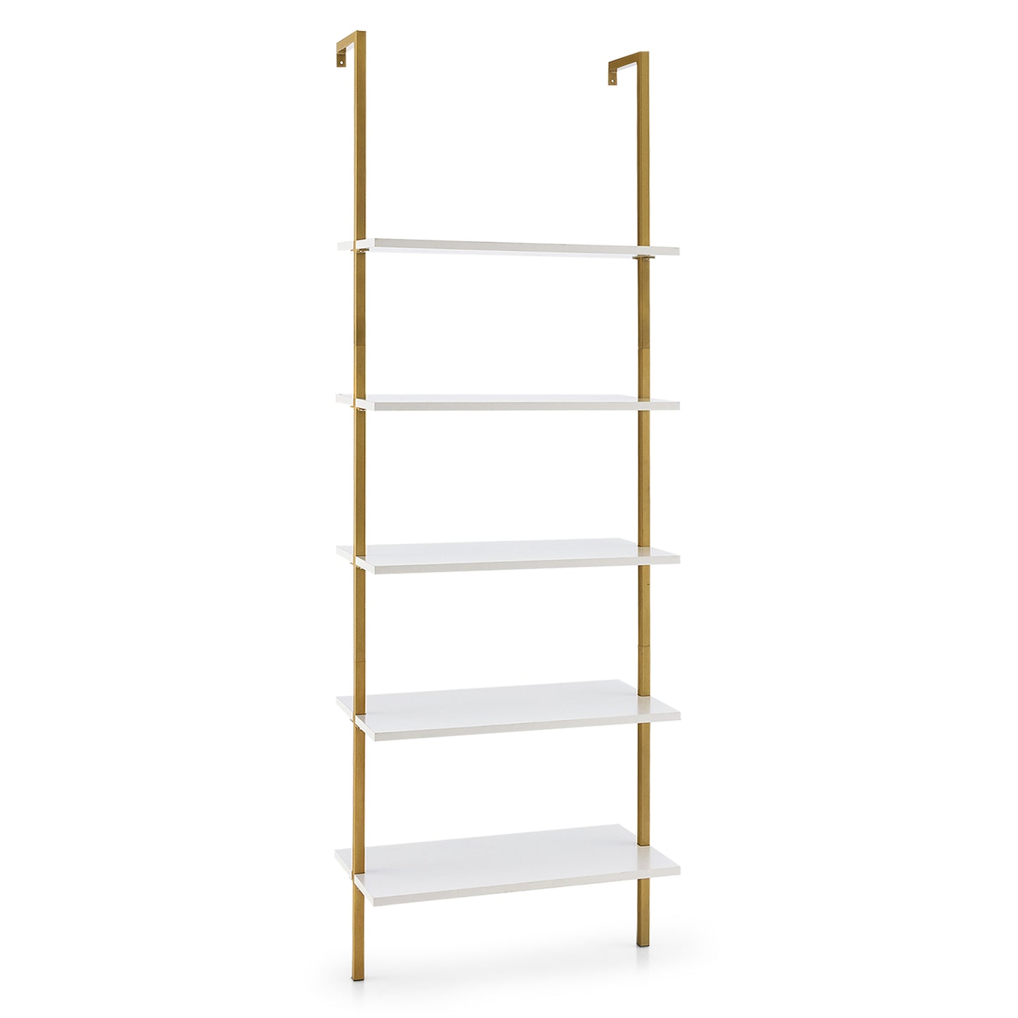 5-Tier Ladder Shelf with Steel Frame for Living Room Bedroom Office-Coffee