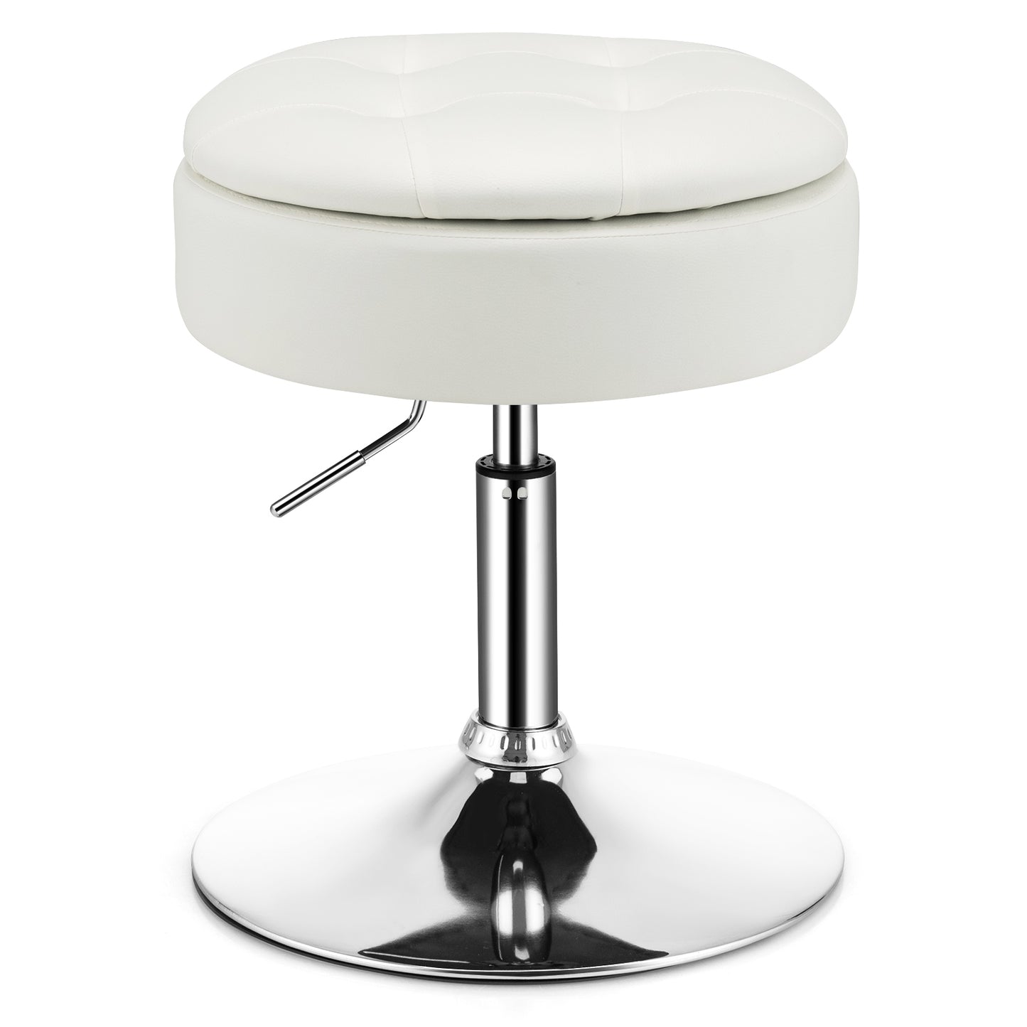 360° Swivel Vanity Stool with Removable Tray Lid-Black
