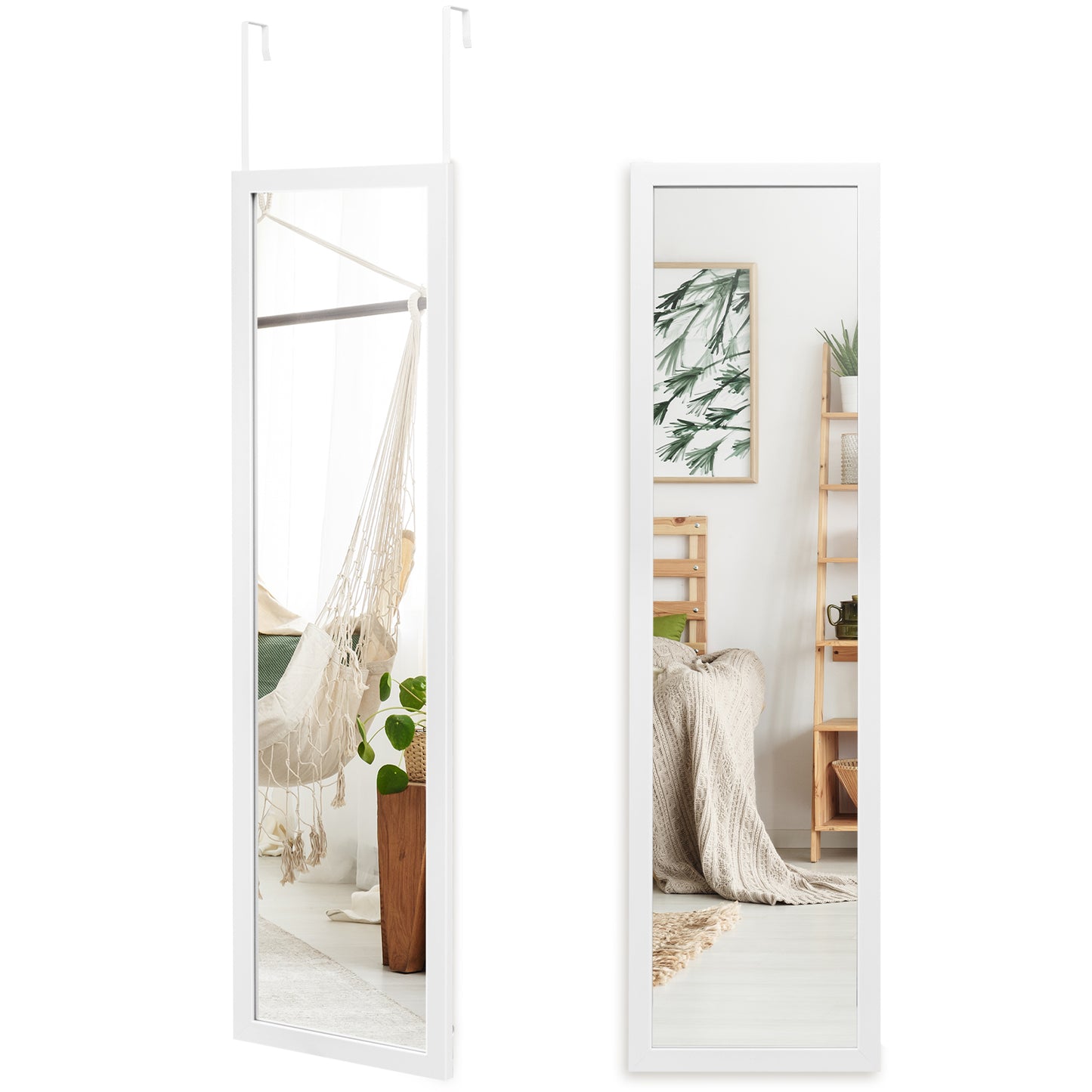 Full Length Over the Door Mirror with Hanging Hooks for Bedroom-Black