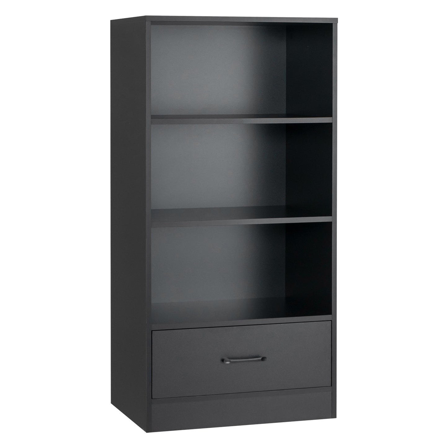 Wooden Storage Bookshelf Cabinet with 3-Tier Open Shelves and Drawer-Natural