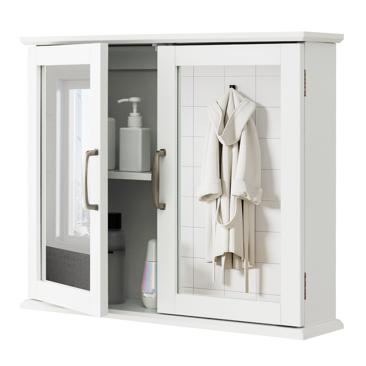 Wall-mounted Bathroom Mirror Cabinet for Bathroom Living Room-Grey
