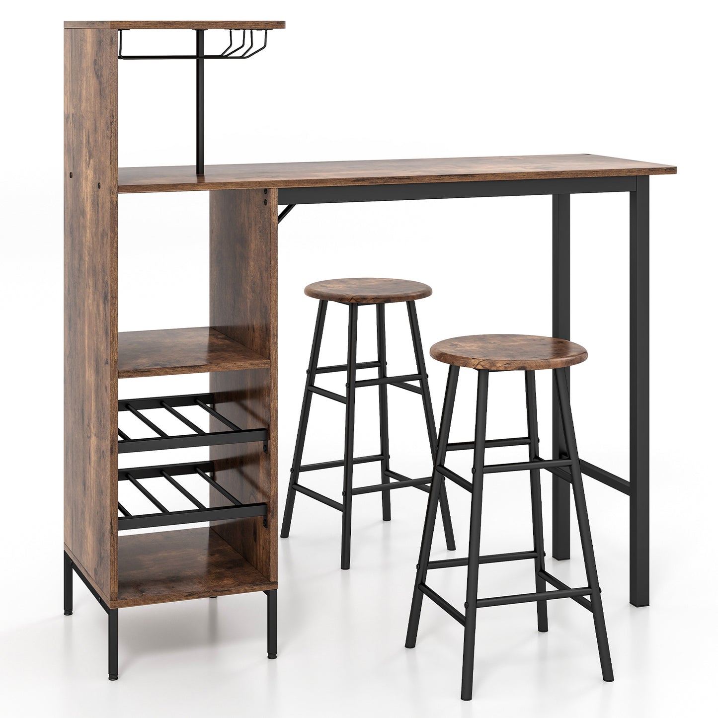 Counter Height Dining Table Set for Bistro Living Room-Brown